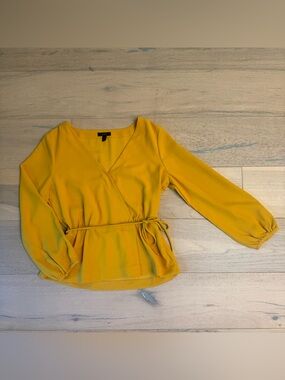 JCrew Yellow Faux Wrap Blouse Size 10